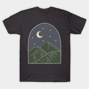 Olive Mountains At Night / Adventure Moon Stars Outdoors T-Shirt